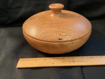 Oak WOOD Turned BOWL with LID