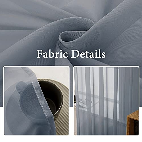 2 Panels Solid Color Sheer Window Curtains 54"W x 84"L (Pack of 2) Dark Grey - Bild 3 von 6