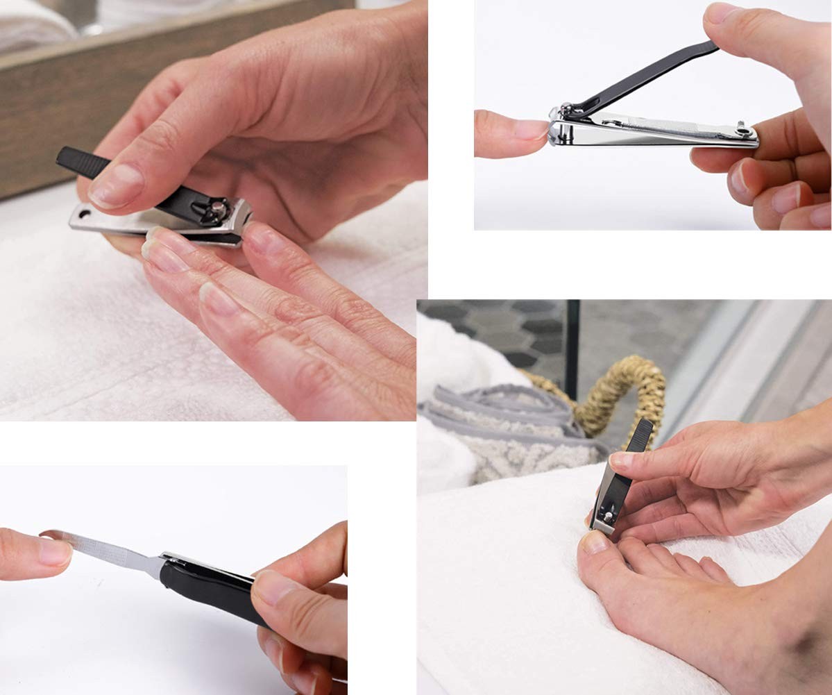 Large Nail Clippers Set 2 Pcs Stainless Steel Curved Blade Fingernail Toenail