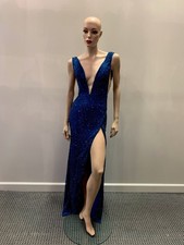 Sherri Hill - Size: 6 - Peacock - Beaded Gown w/ Deep V-Necklin - Style: 55090