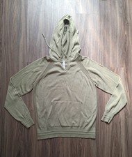 Athleta Evergreen Hoodie Sweater Long Sleeve V Neck Coolmax Olive Green Sz M