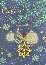 NEW! Papyrus Turnowsky Jeweled Metallic Beaded Star Christmas Ornament Card