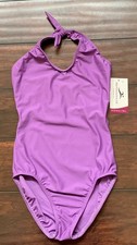 NWT Motionwear Small Adult Purple Halter Tie Ballet Dance Leotard