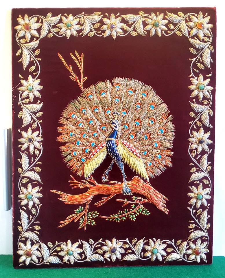 Handstickerrei Zadozi Juwelen wandhanger wohndeko Pfau muster Eingeleg echtstein
