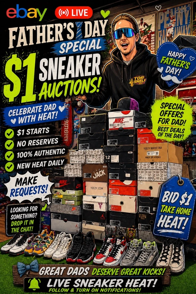 $1 SNEAKER AUCTIONS. FATHER’S DAY SPECIAL . NBA FINALS WATCH PARTY
