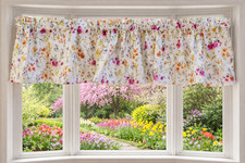 Floral, Spring, Botanical, Colorful Flowers Valance Curtain