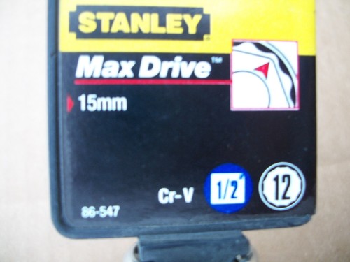 NEW STANLEY 1/2 in Drive 15 mm MAX DRIVE 12 POINT SOCKET - Picture 1 of 4