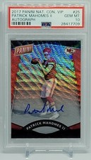 Patrick Mahomes 2017 Panini the National VIP Red Wave Prizm Auto RC /25 PSA 10