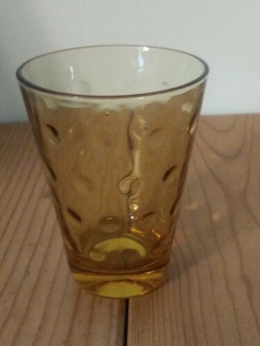 EL DORADO Juice Glass Optic Circles Continental Can Company Vintage Amber Yellow - Picture 1 of 4