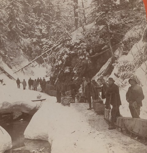 Gold Miners bringing supplies on Foot Canyon Dyea trail AK Stereoview 1898 - 第 3/5 張圖片