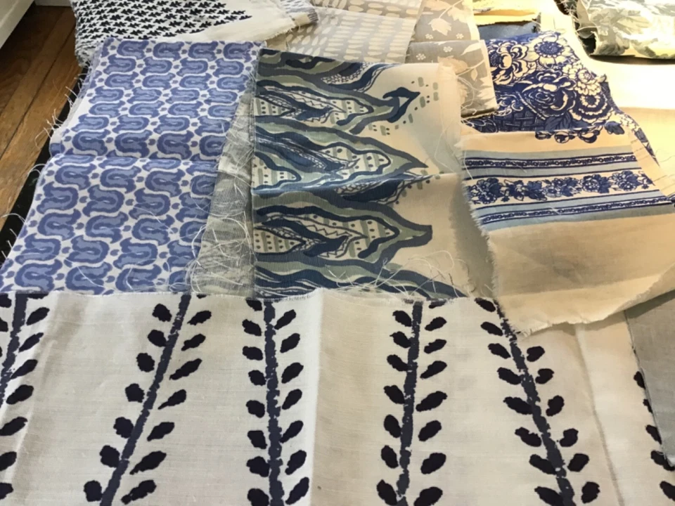 Sister Parish Blues White Fabric Strips Squares Quilting, Crafts Lot of 38 New - Image 4 of 4