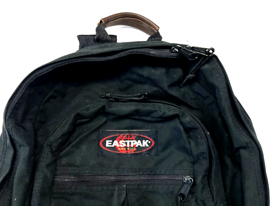 ヴィンテージ Eastpak バックパック ブラック Made in USA Vtg 90s EASTPAK Black LEATHER-BOTTOM BACKPACK Outdoor Trail Gym