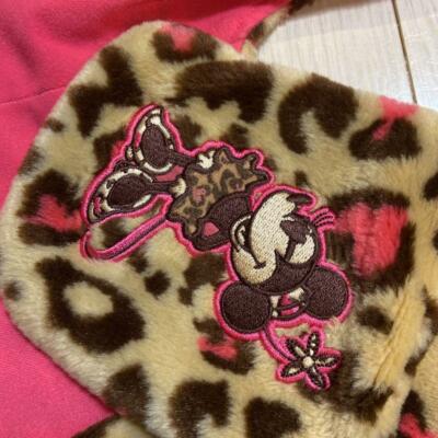 Minnie Fan Cap Muffler Pink Leopard Pattern Fluffy Tokyo