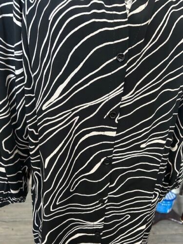 Zara Black & White Long Sleeve Dress, Size US XL - Picture 2 of 5