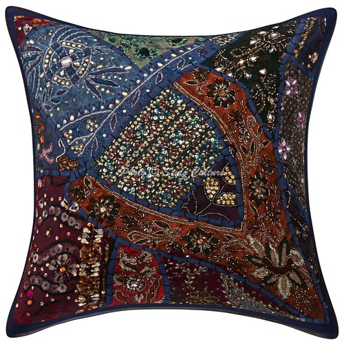 Cushion Cover Pillow Case Beaded Boho Ethnic Traditional Throw Decor Art Yoga - Picture 3 of 6