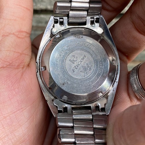 RARE Ricoh President Black Day Date Automatic 21 Jewels Vintage Men Watch - Picture 7 of 8