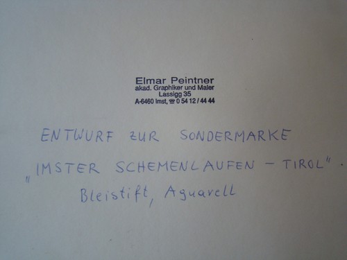 Entwurf zur SONDERMARKE Bild HANDGEMALT vom Künstler Elmar Peintner gerahmt RAR - Bild 4 von 8