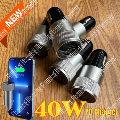 40W Car Charger For iPhone Samsung Type C Phone Fast Charge Dual PD Port Adapter