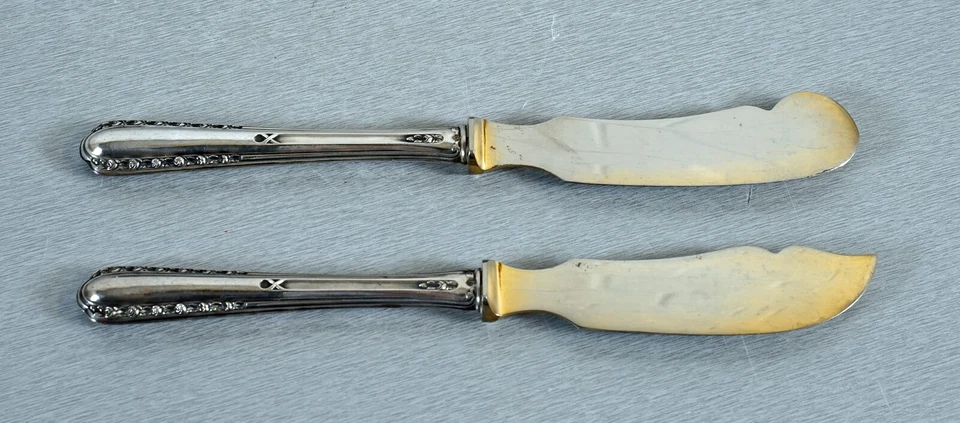 2 edle 800er Silber Messer Buttermesser Käsemesser Käsebesteck Art Deco 30er J. - Bild 4 von 4