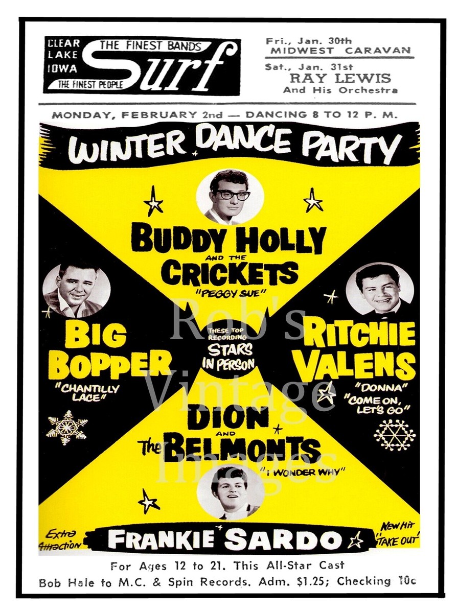 Buddy Holly Richie Valens Last gig Poster Winter Dance Party Surf