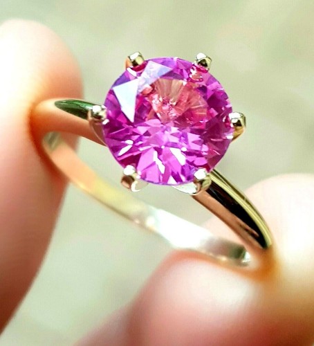 3.30ct Natural Pink Sapphire 14K Solid Yellow Gold Engagement Ring Wedding Dress