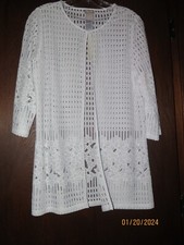 WOW White Chico eyelet Cardigan Jacket see through 3/4 sleeve size 0