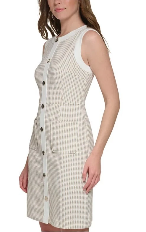 Tommy Hilfiger Womens Faux-Button-Front Sheat Ivory.khaki 8 MSRP: $99.00 - Image 4 of 4