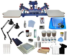 TECHTONGDA Screen Printing Kit 4 Color 2 Station T-Shirt Press& Materials Kit 