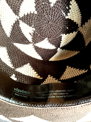 Visvim Boater Hat in Brown / Tan Geometric Pattern **Never Visvim Boater Hat in Brown / Tan Geometric Pattern **Never