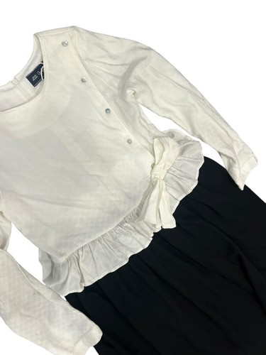 LILI GAUFRETTE GIRL'S DRESS VICTORIAN WHITE BLACK LONG SLEEVE PEPLUM 12 - Picture 4 of 13