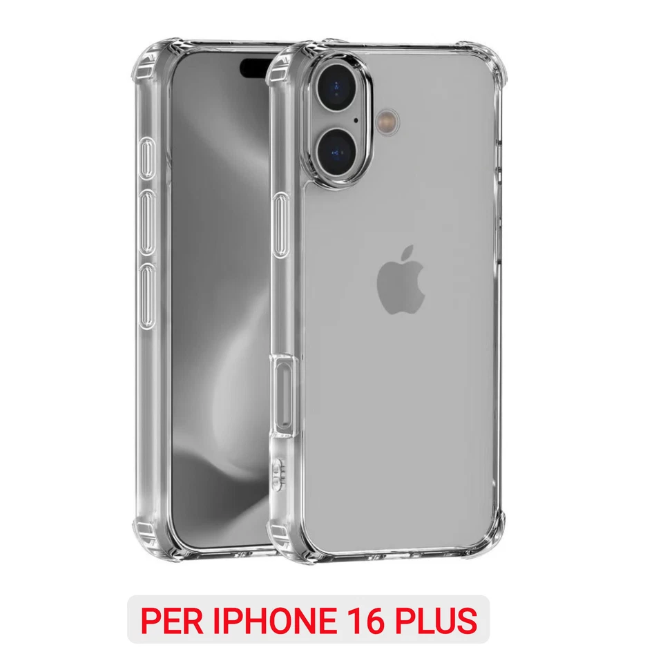 CUSTODIA COVER TRASPARENTE ANGOLI RINFORZATI ANTIURTO per IPHONE 16 PRO MAX PLUS - Immagine 3 di 4