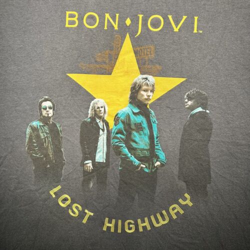 Bon Jovi 2008 Lost Highway World Tour T-Shirt Sz L Black Band Tee Double Sided - Picture 2 of 7