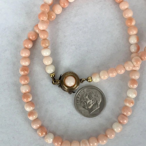 Koralle Antik 10Kt 12Kt Gelbgold Perlenkette - Bild 4 von 5