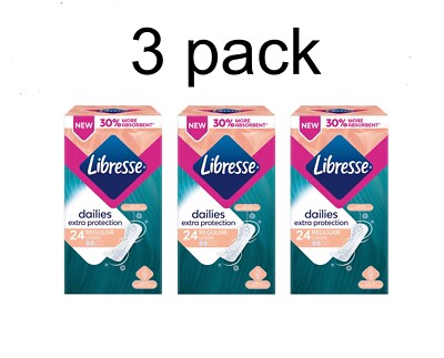 3pack LIBRESSE EXTRA PROTECTION REGULAR, sanitary daily liners, 24 pcs