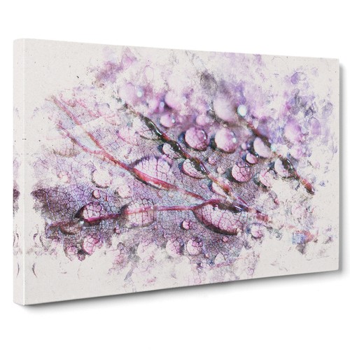 Dewdrops Upon A Lilac Leaf Canvas Wall Art Print Framed Picture Dining Room - Picture 2 of 7
