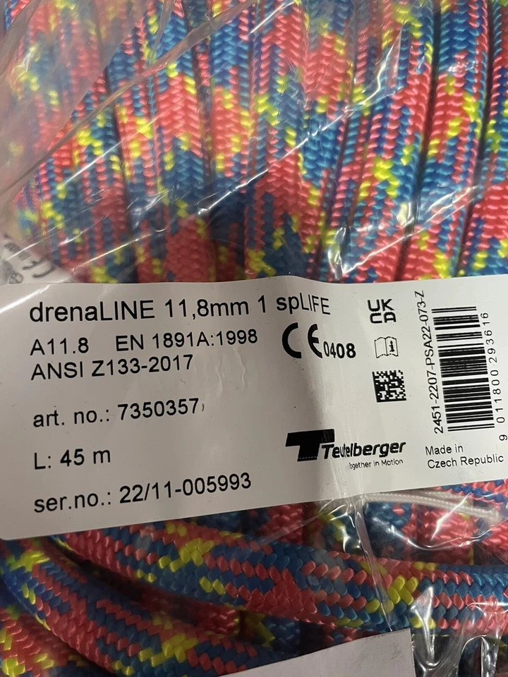 Teufelberger adrenaline 7/16 150ft Kermantle 32 strand 1 Spliced Eye