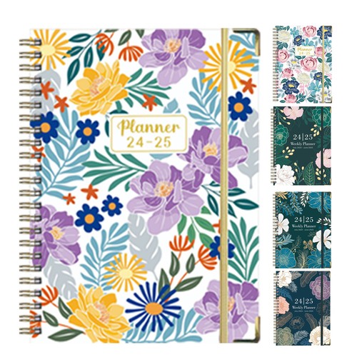 2024-2025 Planner, Colorful Flowers Daily Weekly Monthly Planner