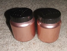 Vintage Mid Century Color Craft Rose Copper Aluminum Salt & Pepper Shakers 3"