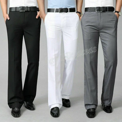 Herren Glockenboden Hose Schlag Formell Elegant Slim Fit Freizeithose - Bild 2 von 25