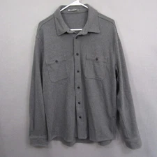 Members Mark Mens Button Up Shirt XL Gray Fleece Stretch Long Sleeve