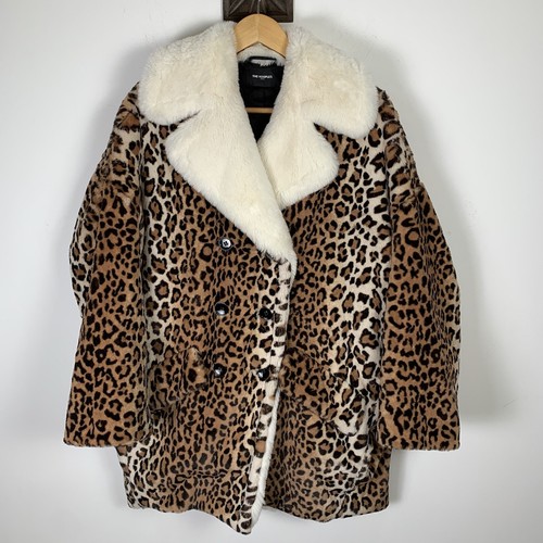 The Kooples Leopard Print Faux Fur Winter Coat Size 1 Uk 8 10 Oversized Luxury