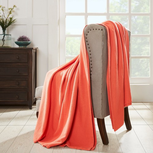 100% Cotton Textured Woven Modern Solid Waffle Blanket Or Sofa Bed Blanket Throw - Picture 21 of 43