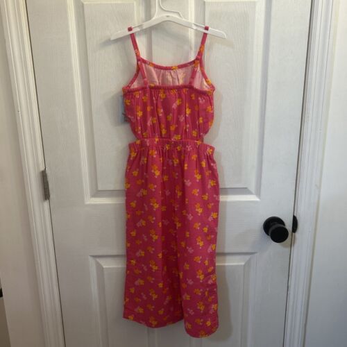 NWT Cat & Jack Jumpsuit Girls XS 4/5 Pink Floral Woven Cotton Wide Leg - Picture 6 of 18