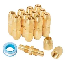 12 Pcs  Air Hose Splicer Male NPT Brass Pneumatic with Tape