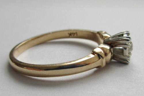 Vintage 14K Gold Engagement Ring Old Mine Cut Diamond=.20 F-VS1 Value=$3,500 - Picture 5 of 13