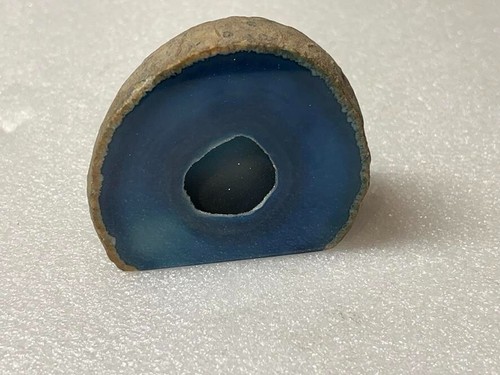 Natural Brazilian Banded Blue Agate Druzy Polished Geode Slice Gemstone ~ 3 x 4" - Picture 2 of 12
