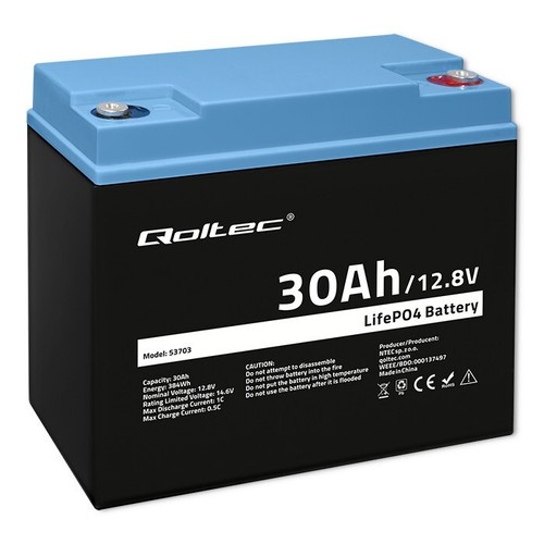 Qoltec Akumulator LiFePO4 Litowo-Żelazowo-Fosforanowy 12.8V 30Ah| 384Wh BMS - Zdjęcie 3 z 9