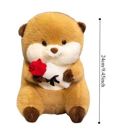 With Rose Flower Brown Otter Plush Toy Birthday Parties - Picture 2 of 12