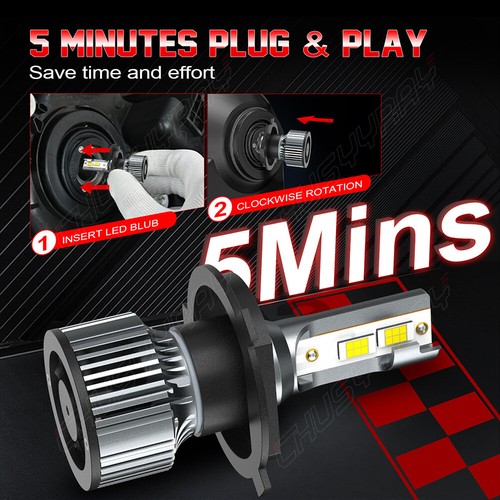 Pair 5x7" 7x6" 300W LED Headlights Hi/Lo Beam For Dodge D150 D250 D350 Ram 50 H4 - Picture 12 of 12