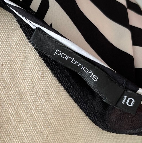 Portmans Women's Size 10 Sleeveless Top Blouse Black White Stripe Pattern - Picture 6 of 7